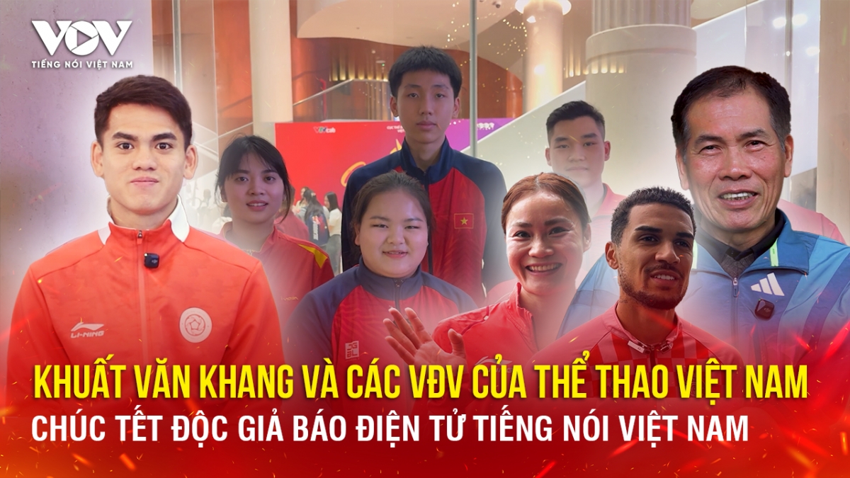 Khuất Văn Khang và các VĐV của thể thao Việt Nam chúc Tết độc giả VOV.VN